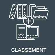 Classement de documents TRAPEC Icone grise représentant le classement de documents papier avec des dossiers informatiques avec TRAPEC