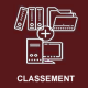 Icone rouge représentant le classement de documents papier avec des dossiers informatiques avec TRAPEC