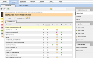 Copie d'écran montrant l'interface de construction d'un plan de classement avec le logiciel TRAPEC CONNECT